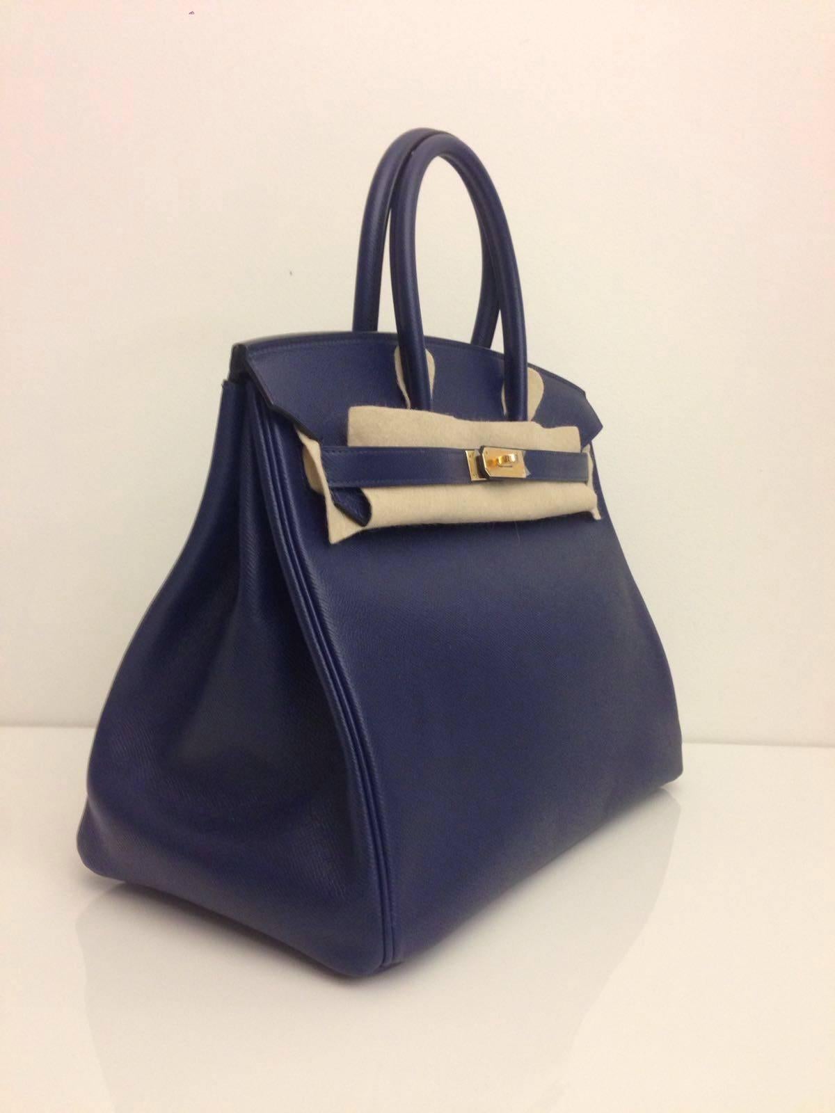 Hermes 
Birkin Size 35
Epsom leather 
Colour Blue Sapphire
gold hardware 
store fresh, comes with receipt and full set (dust bag, box...) 
Hydeparkfashion specializes in sourcing and delivering authentic luxury handbags, mainly Hermes, to