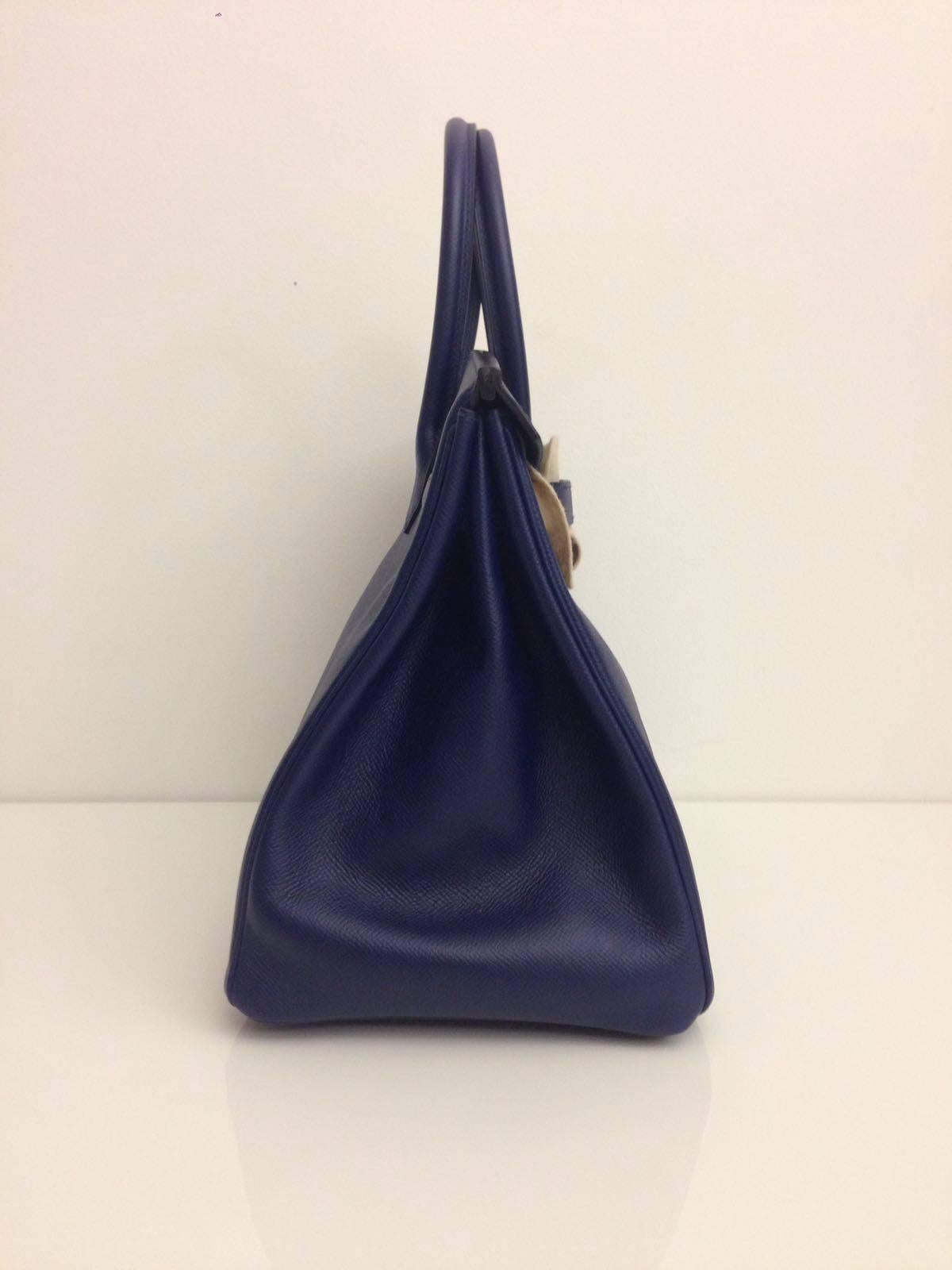 Black Hermes Birkin 35 Blue Sapphire Epsom GHW