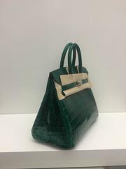 Hermes Birkin 25 Emerald Green Shiny Niloticus Croc PHW
