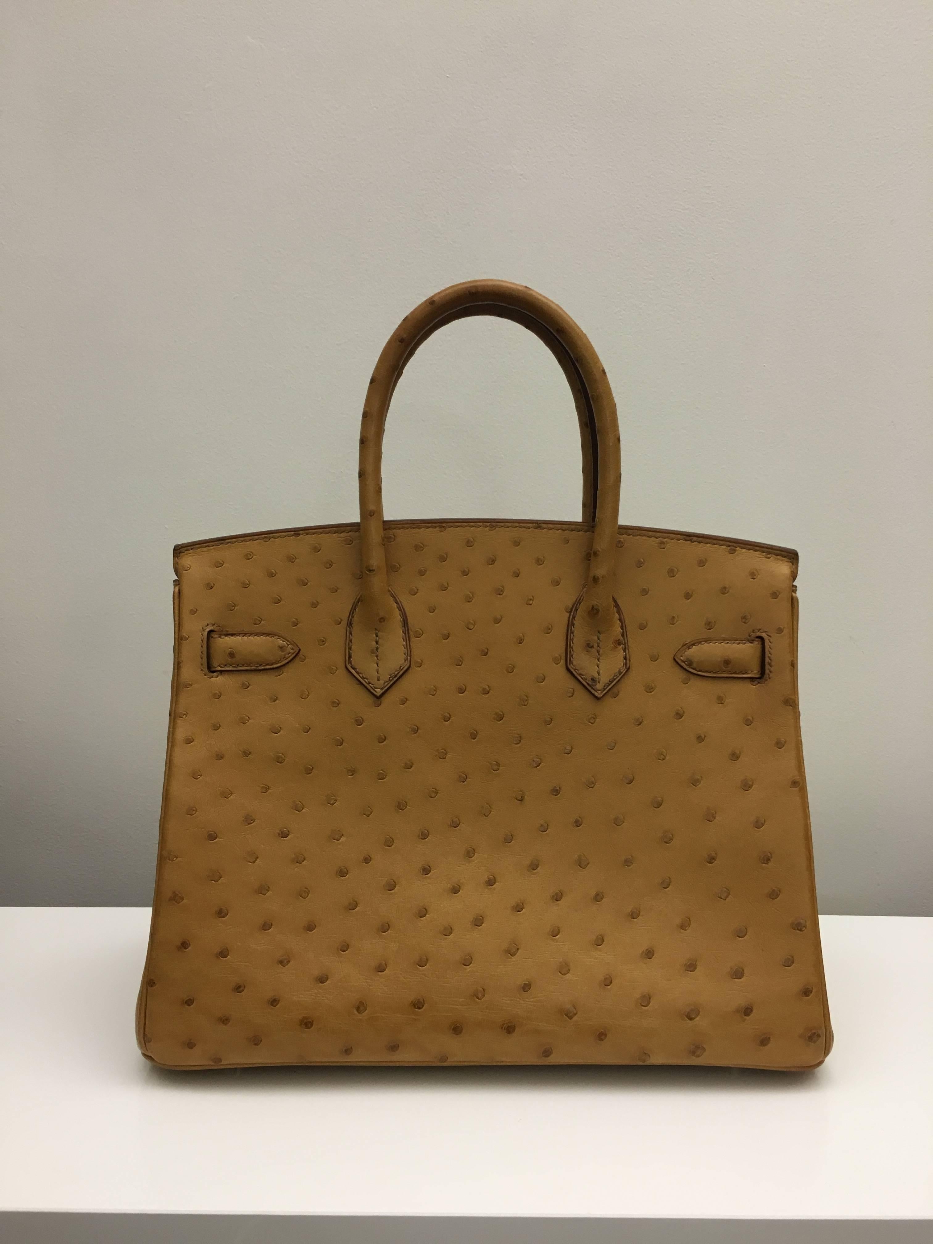 Women's or Men's Brand New Hermes Birkin 30 Tabac Gold Ostrich PHW