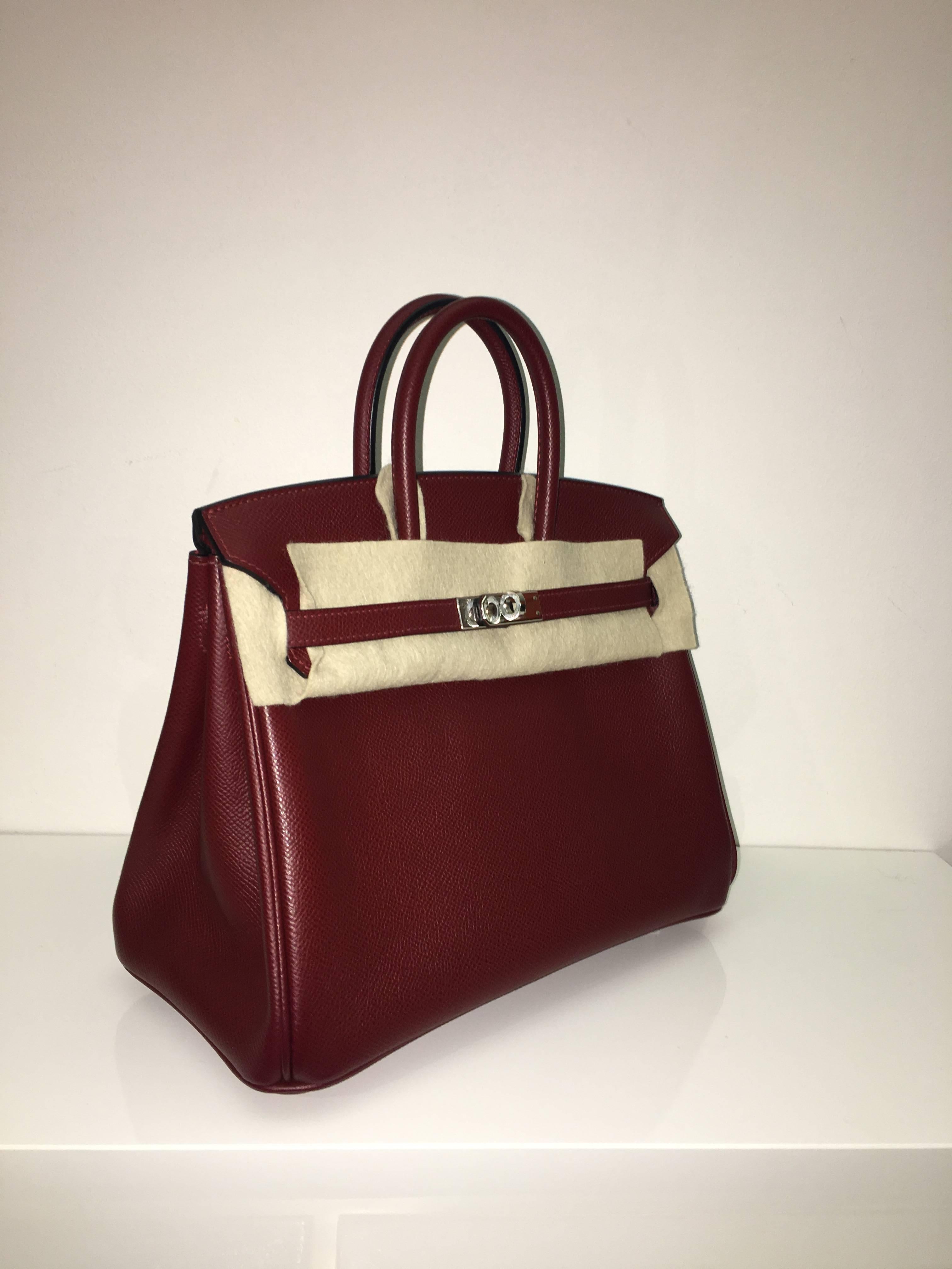 Hermes 
Birkin Size 25
Epsom Leather 
Colour Rouge H
Palladium (Silver) Hardware 
store fresh, comes with receipt and full set (dust bag, box...) 
Hydeparkfashion specializes in sourcing and delivering authentic luxury handbags, mainly Hermes,