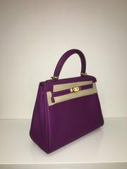 Brand New Hermes Kelly 25 Anemone Togo GHW