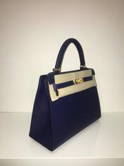 Brand New Hermes Kelly 25 Blue Sapphire Epsom GHW