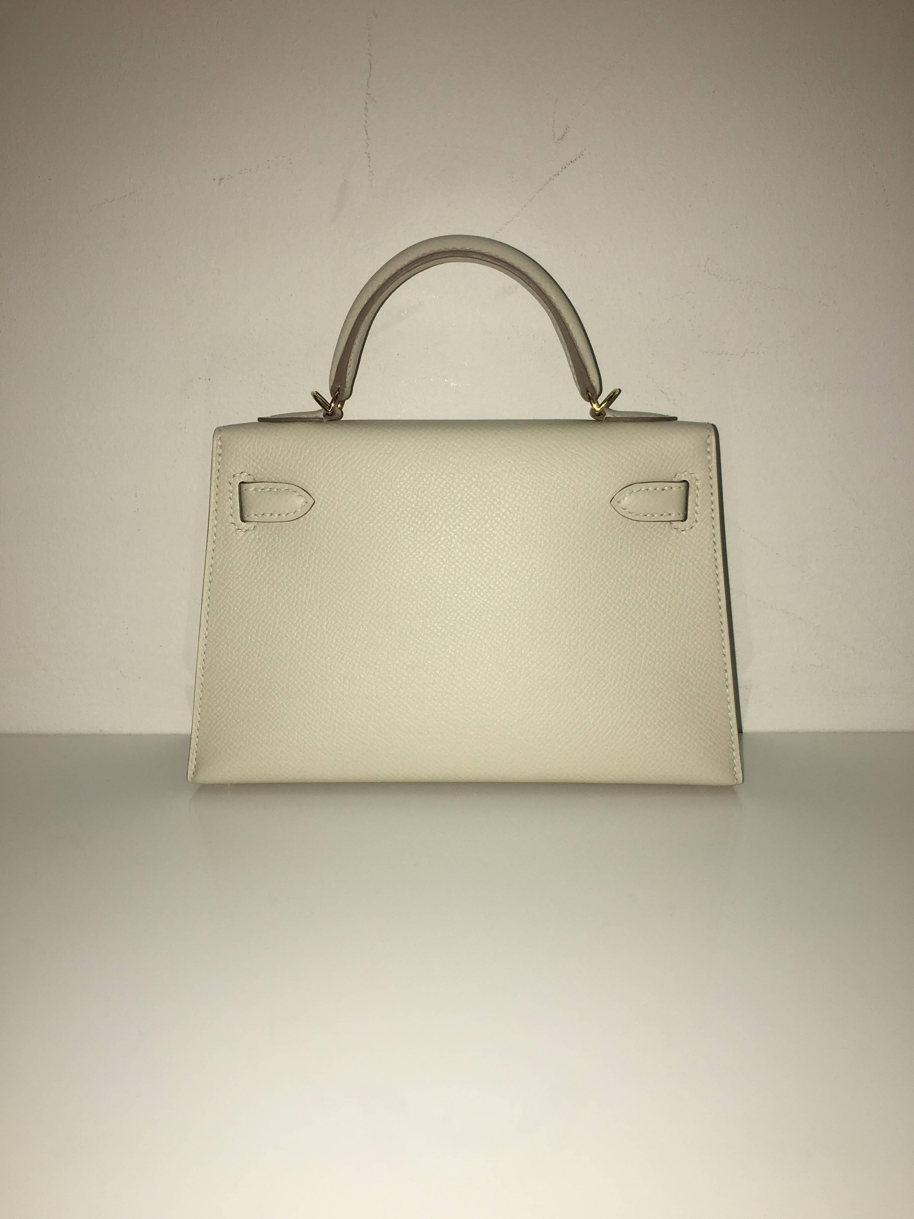Brand New Hermes Kelly 20 (Mini) Craie Epsom GHW In New Condition In London, GB