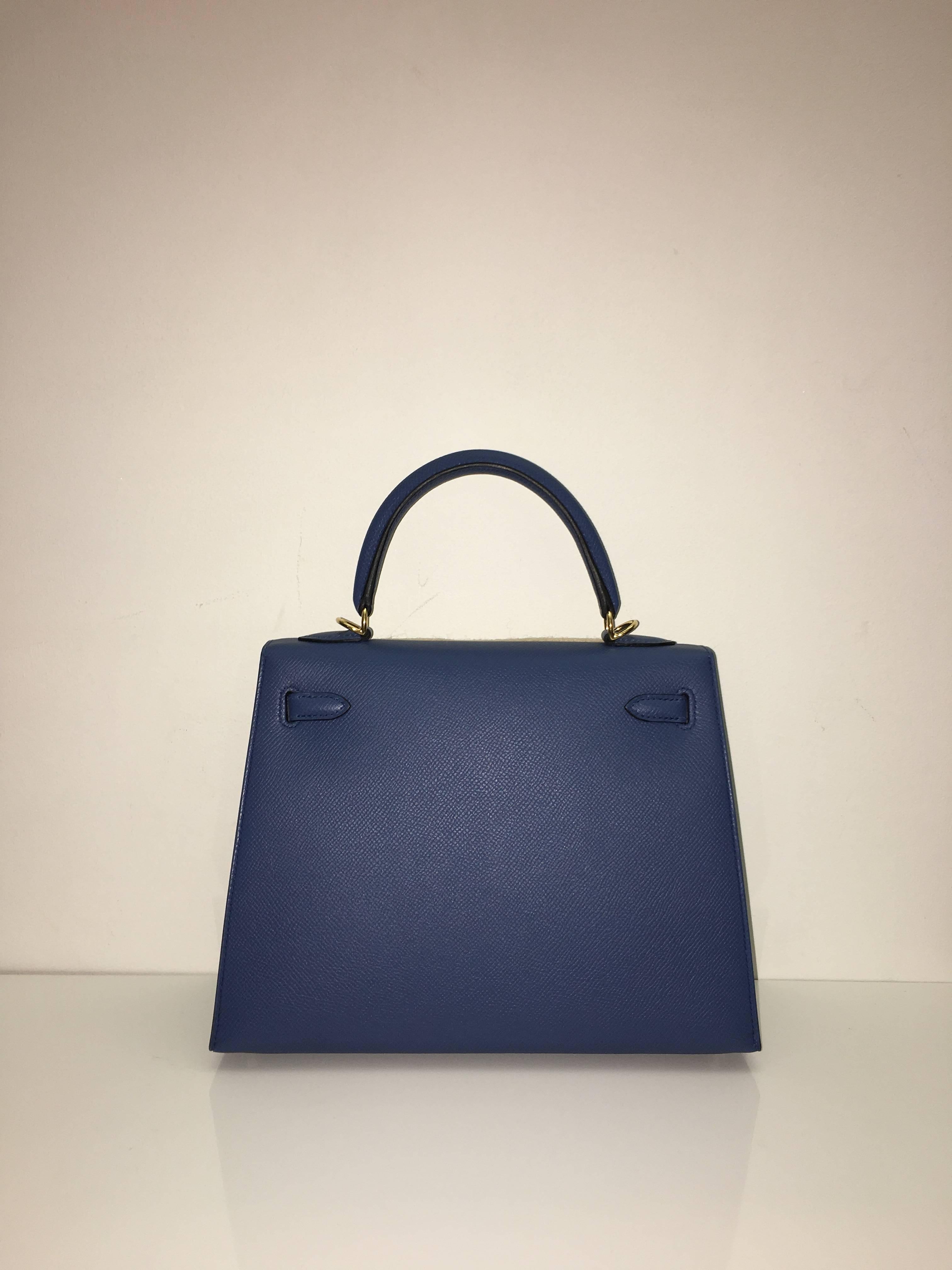 Brand New Hermes Kelly 25 Blue Agate Epsom GHW In New Condition In London, GB