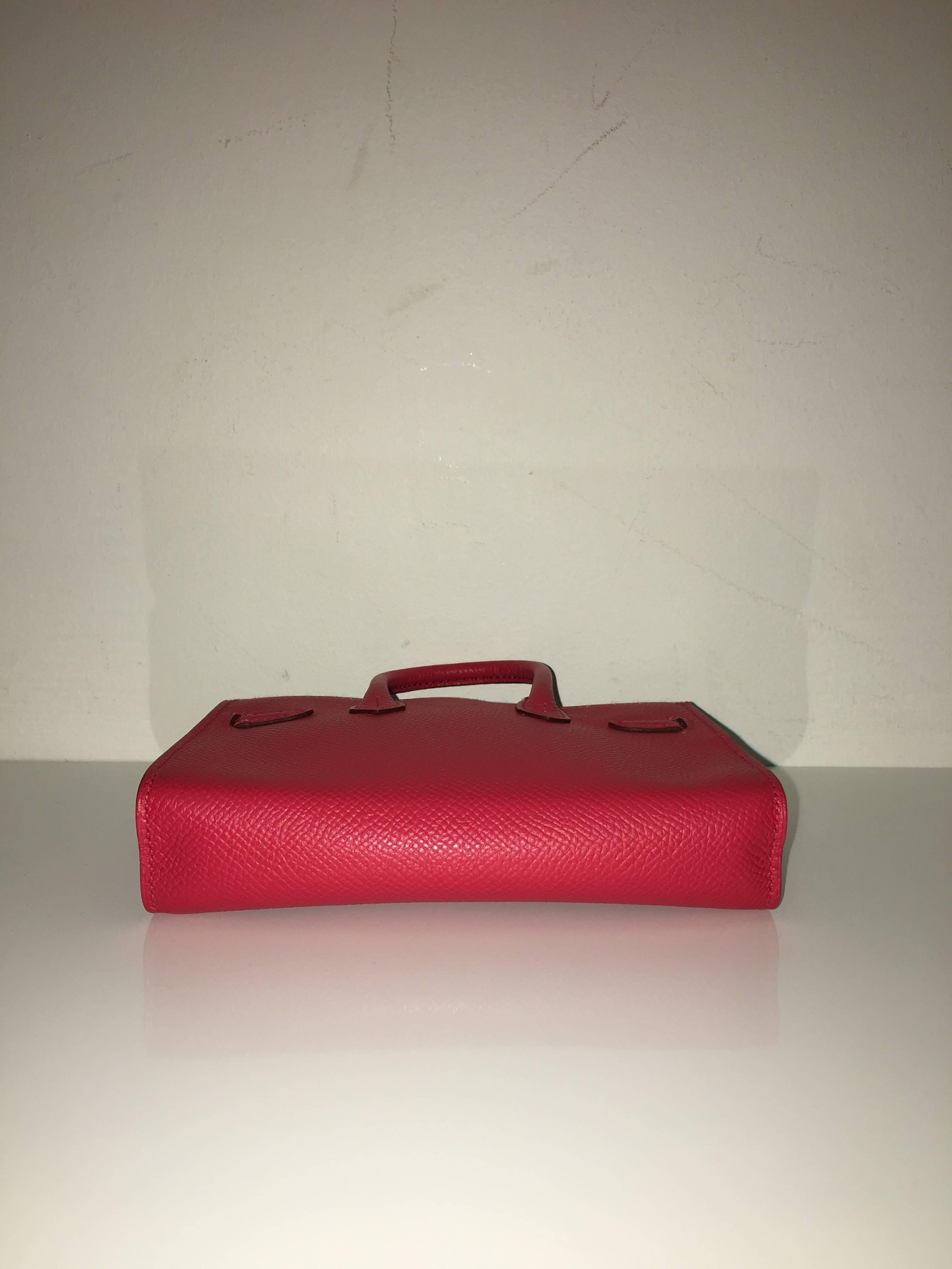 Red Brand New Hermes Tiny Birkin Bouga Invillier Epsom PHW For Sale
