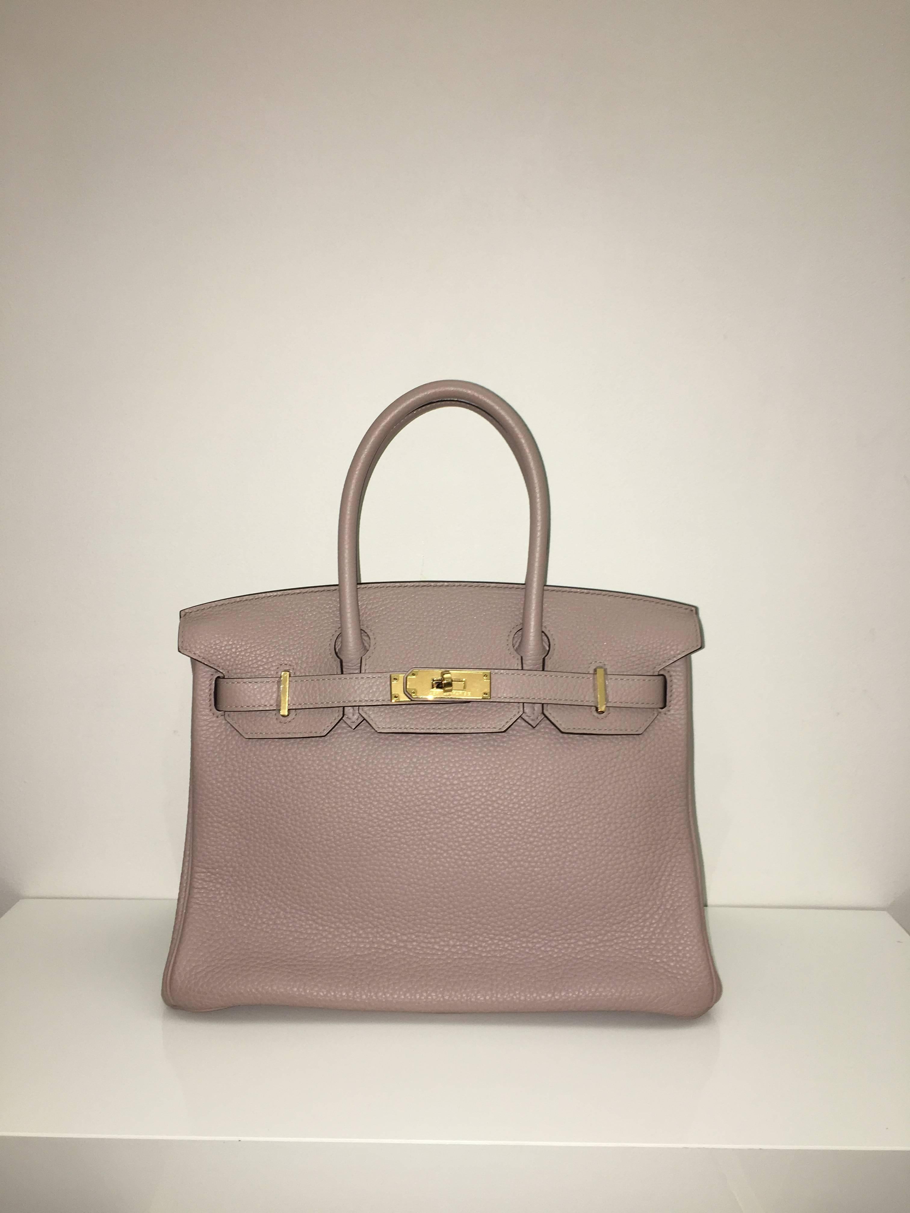 Hermes 
Birkin Size 30
Togo Leather 
Colour Glycine
Gold Hardware 
store fresh, comes with receipt and full set (dust bag, box...) 
Hydeparkfashion specializes in sourcing and delivering authentic luxury handbags, mainly Hermes, to client