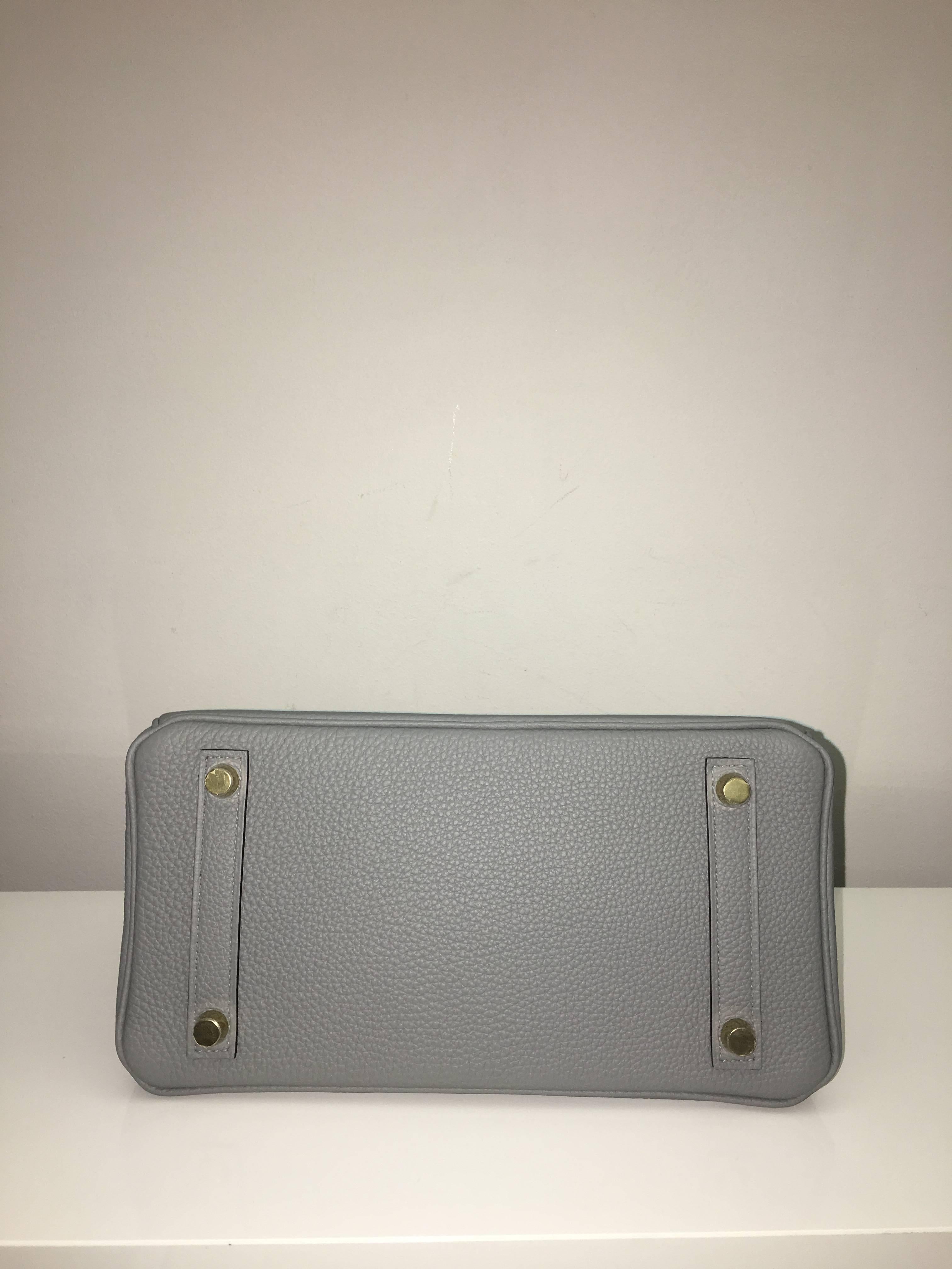 Gray Brand New Hermes Birkin 25 Gris Mouette Togo GHW For Sale