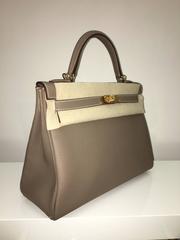 Brand New Hermes Kelly 32 Etoupe Togo GHW