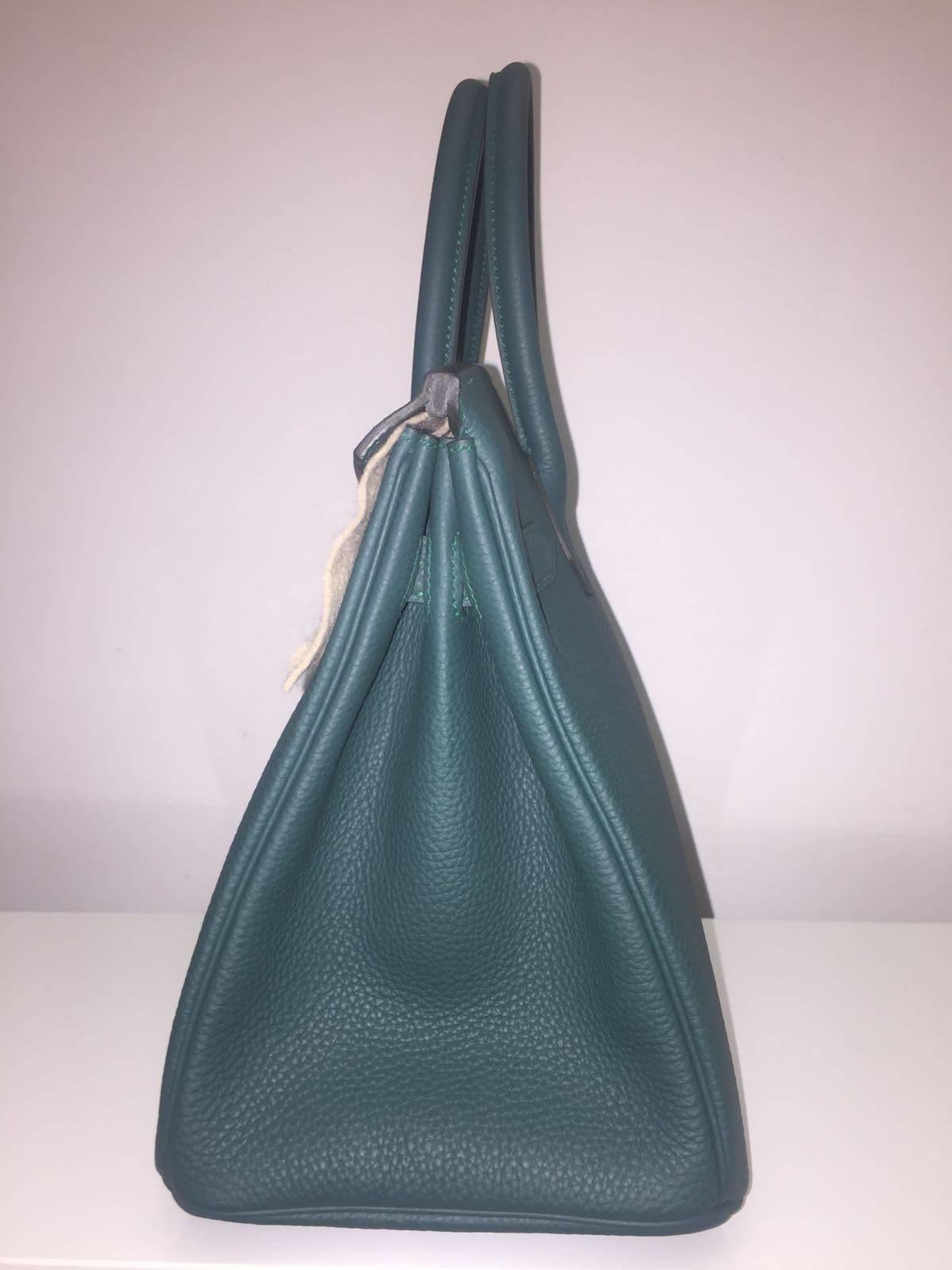 Brand New Hermes Birkin 30 Togo Green Malachite GHW In New Condition For Sale In London, GB