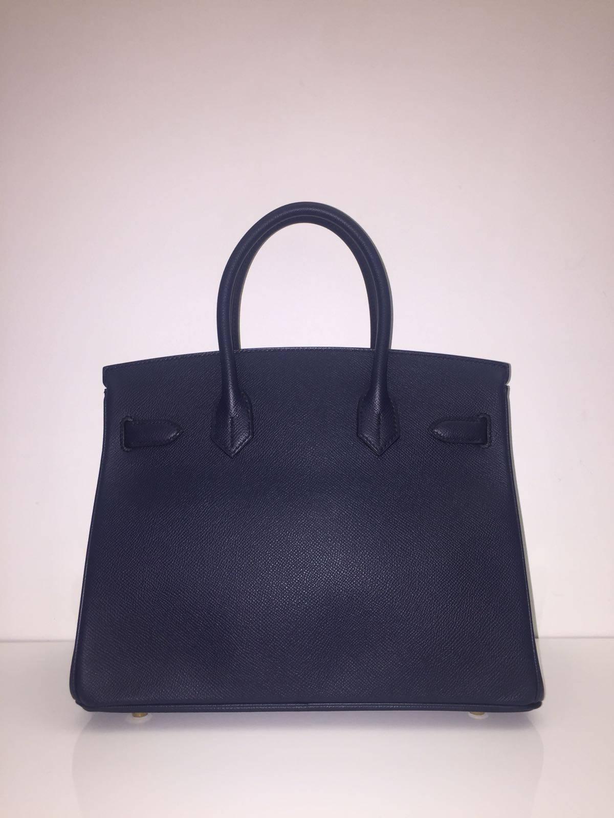 Hermes 
Birkin Size 30
Epsom Leather 
Color Blue Indigo
Gold Hardware 
store fresh, comes with receipt and full set (dust bag, box...) 
Hydeparkfashion specializes in sourcing and delivering authentic luxury handbags, mainly Hermes, to client around