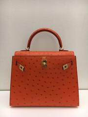 BRAND NEW Kelly 25 Tangerine Ostrich GHW