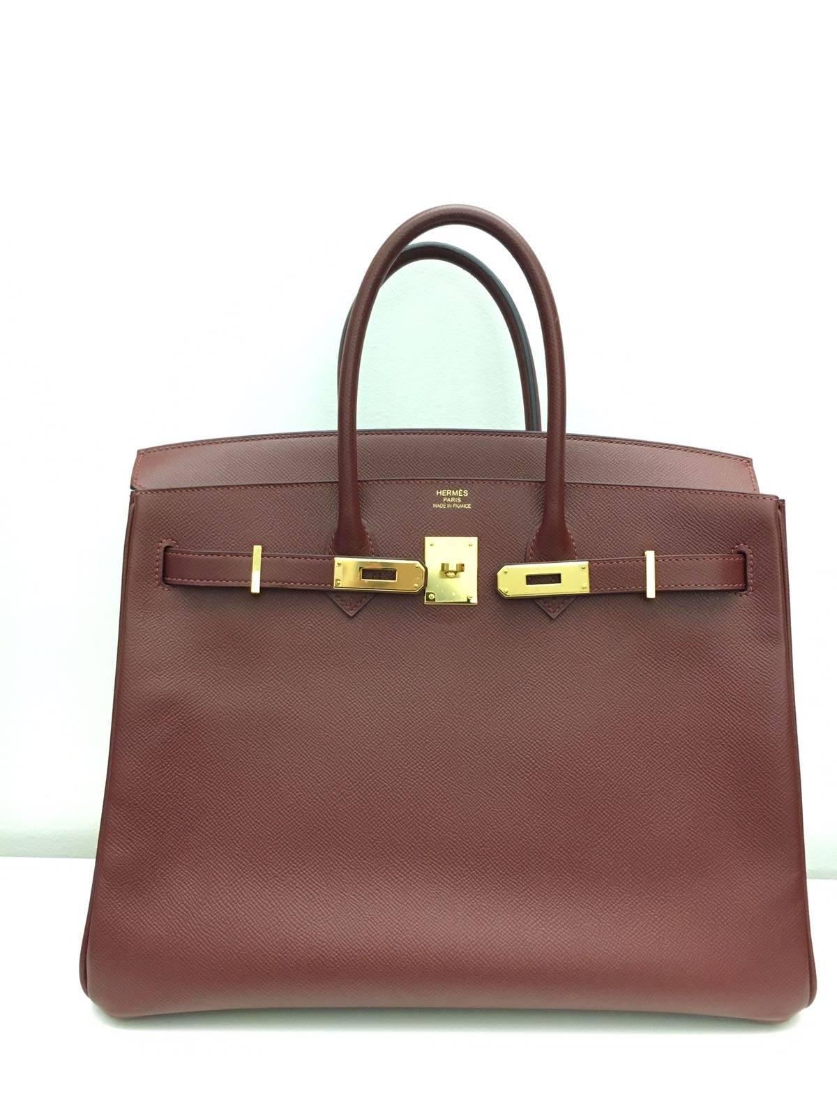 Hermes 
Birkin Size 35
Epsom Leather 
Colour Rouge H
Gold Hardware
store fresh, comes with receipt and full set (dust bag, box...) 
Hydeparkfashion specializes in sourcing and delivering authentic luxury handbags, mainly Hermes, to client around the