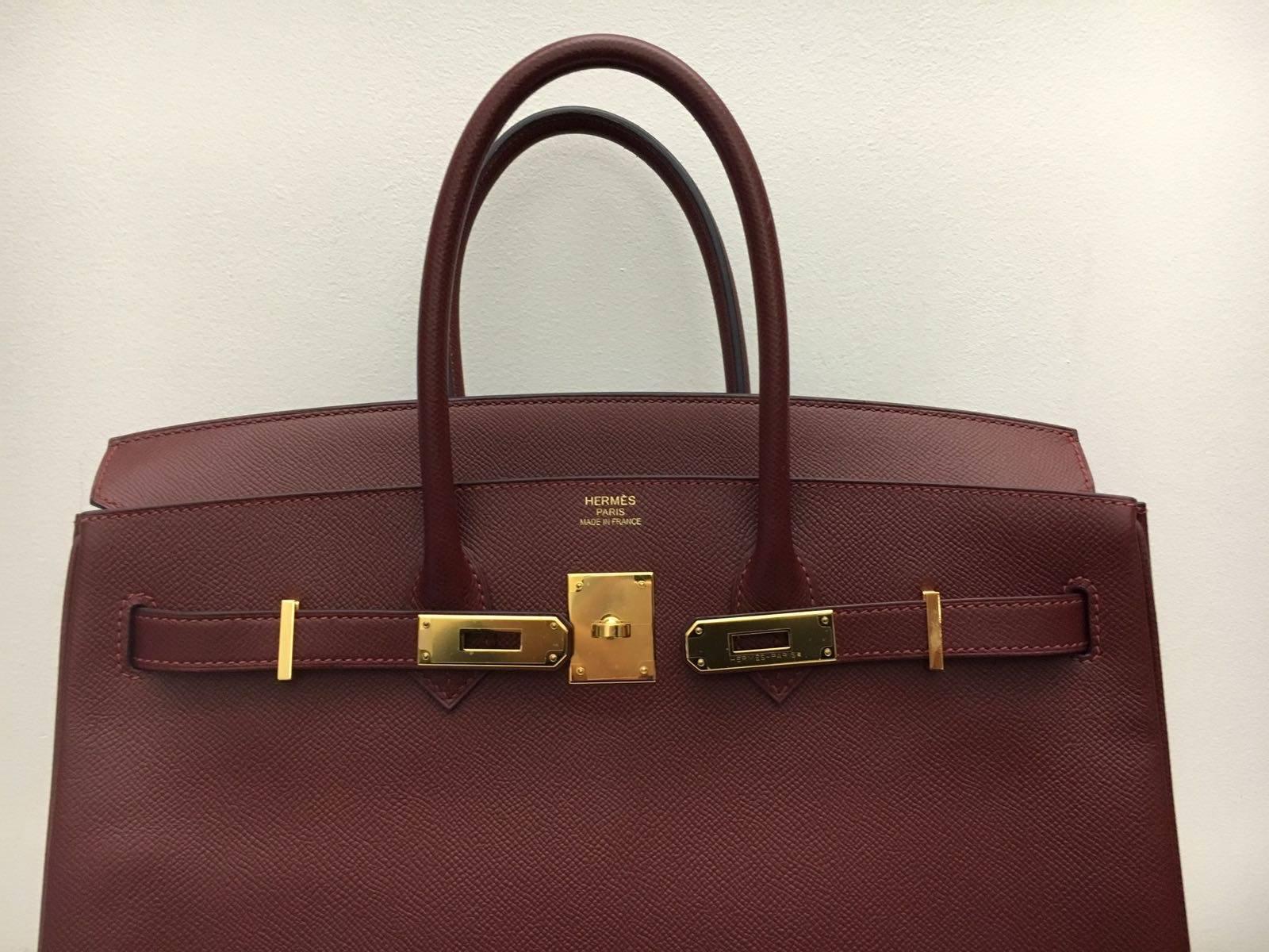 Brown BRAND NEW Birkin 35 Rouge H Epsom GHW For Sale