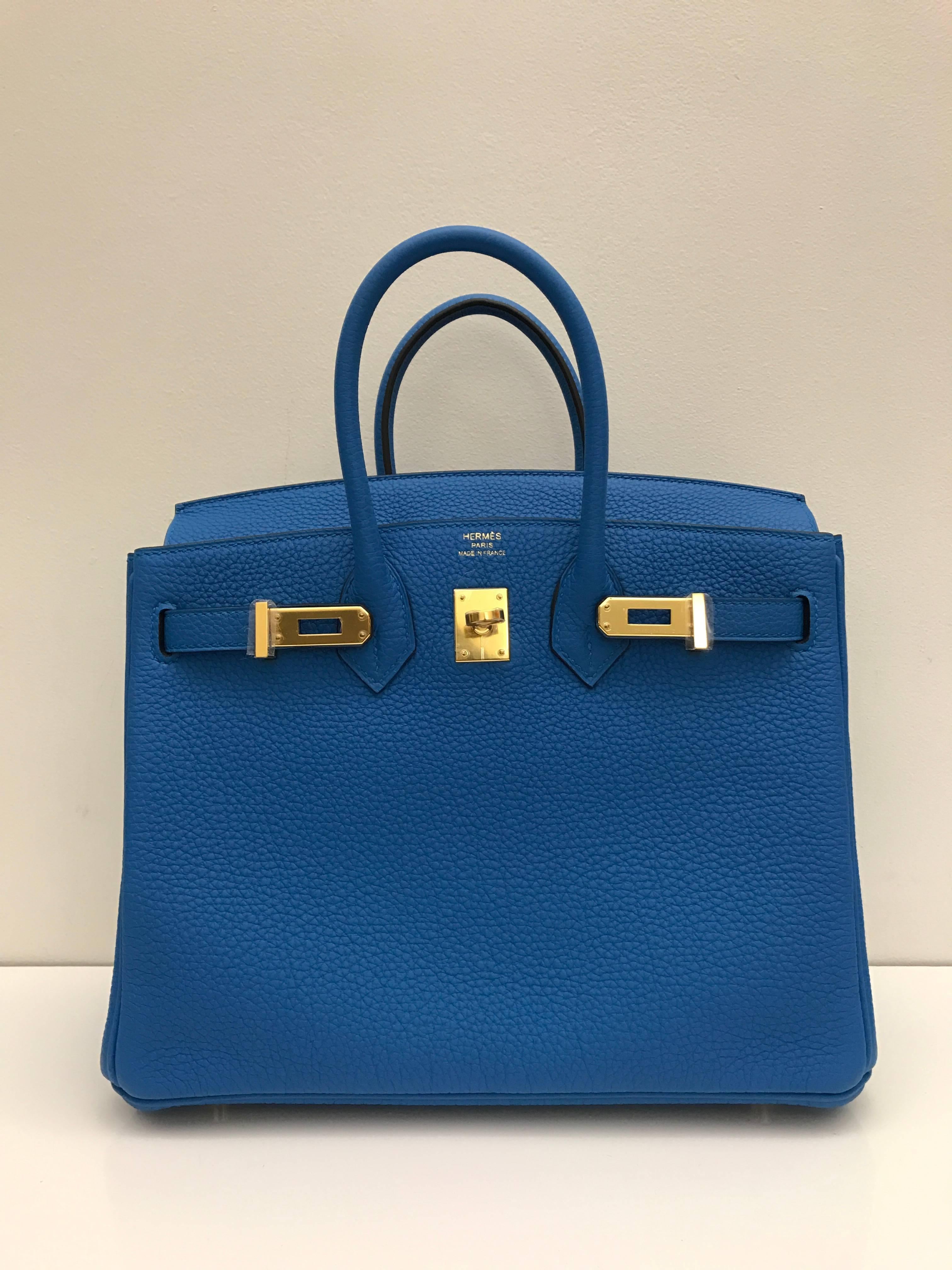 Women's or Men's New Birkin 25 Blue Zanzibar Togo GHW  For Sale