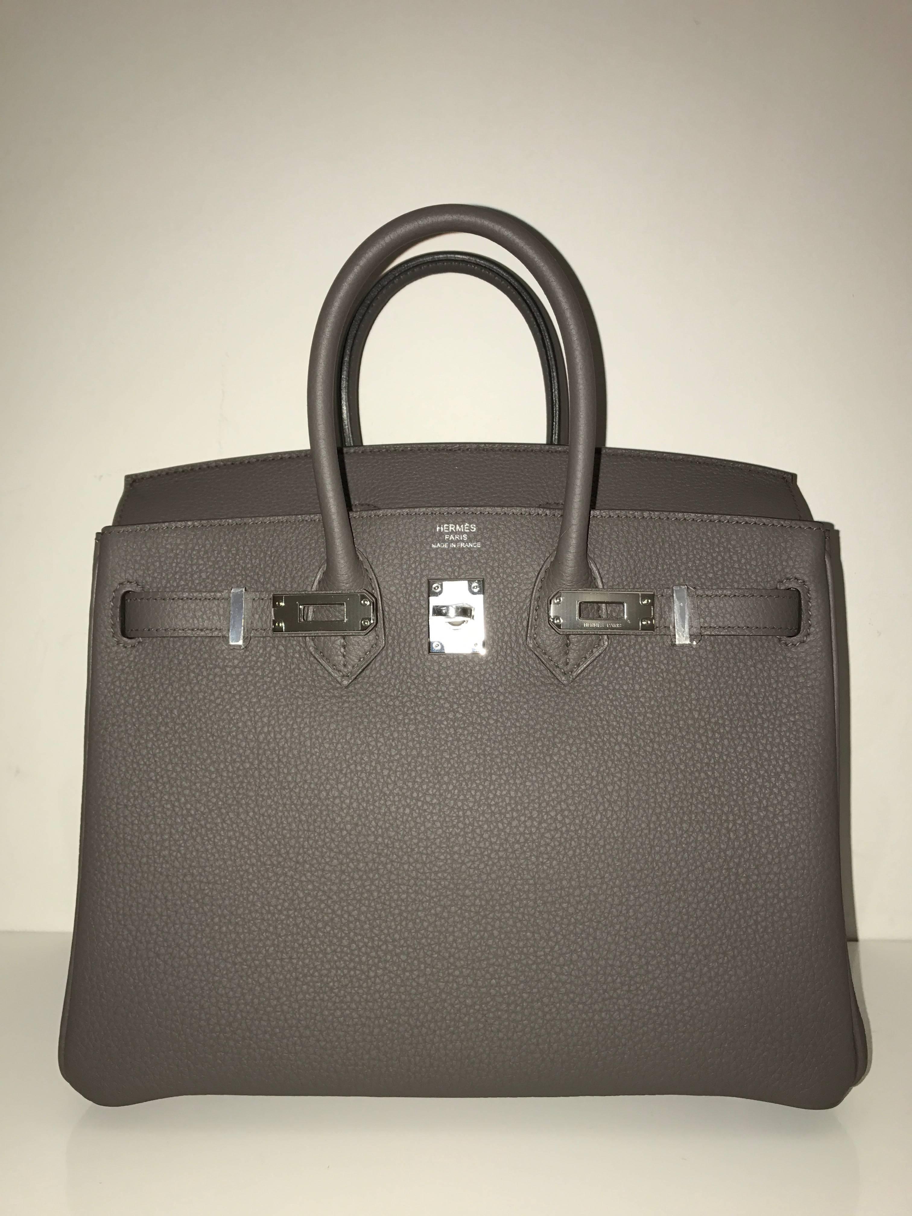 Gray New Birkin 25 Etain Togo PHW For Sale