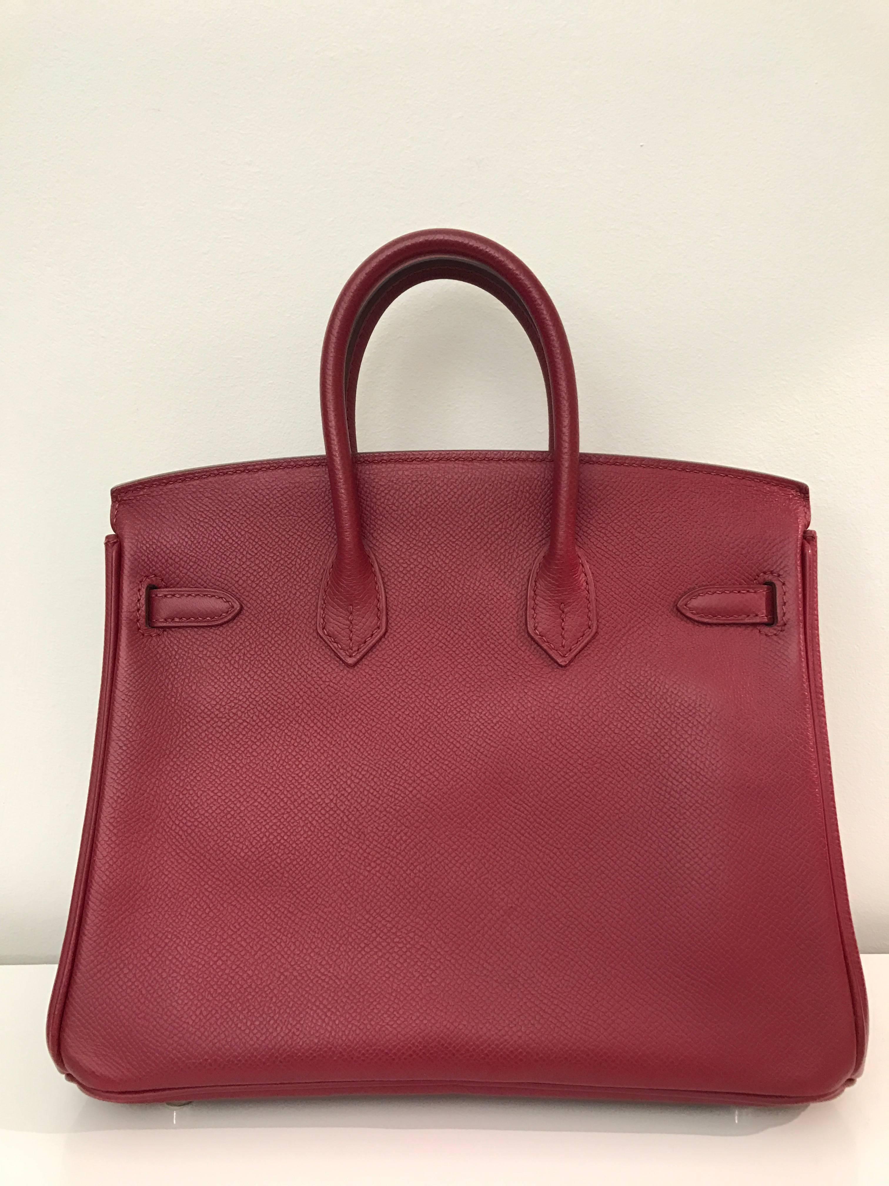 Hermes Birkin 25 Epsom Rouge Grenate PHW For Sale at 1stDibs