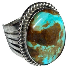 Retro RB Navajo Native American Sterling Silver Royston Turquoise Ring Size 12