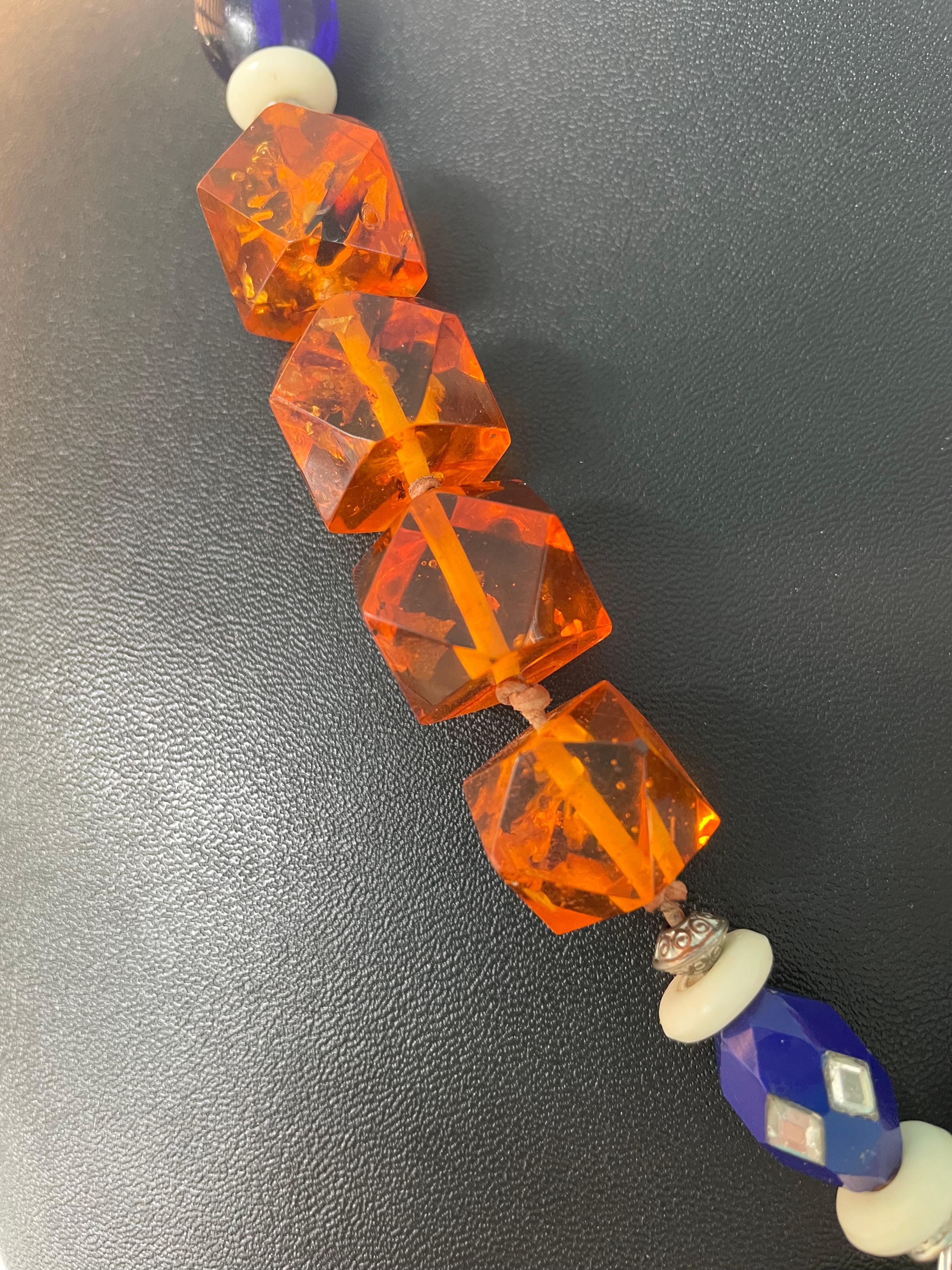 LB ofrece Reed Barton SS silbato Colgante Ámbar MOP Cristal Cristal checo Collar en Bueno estado para la venta en Pittsburgh, PA