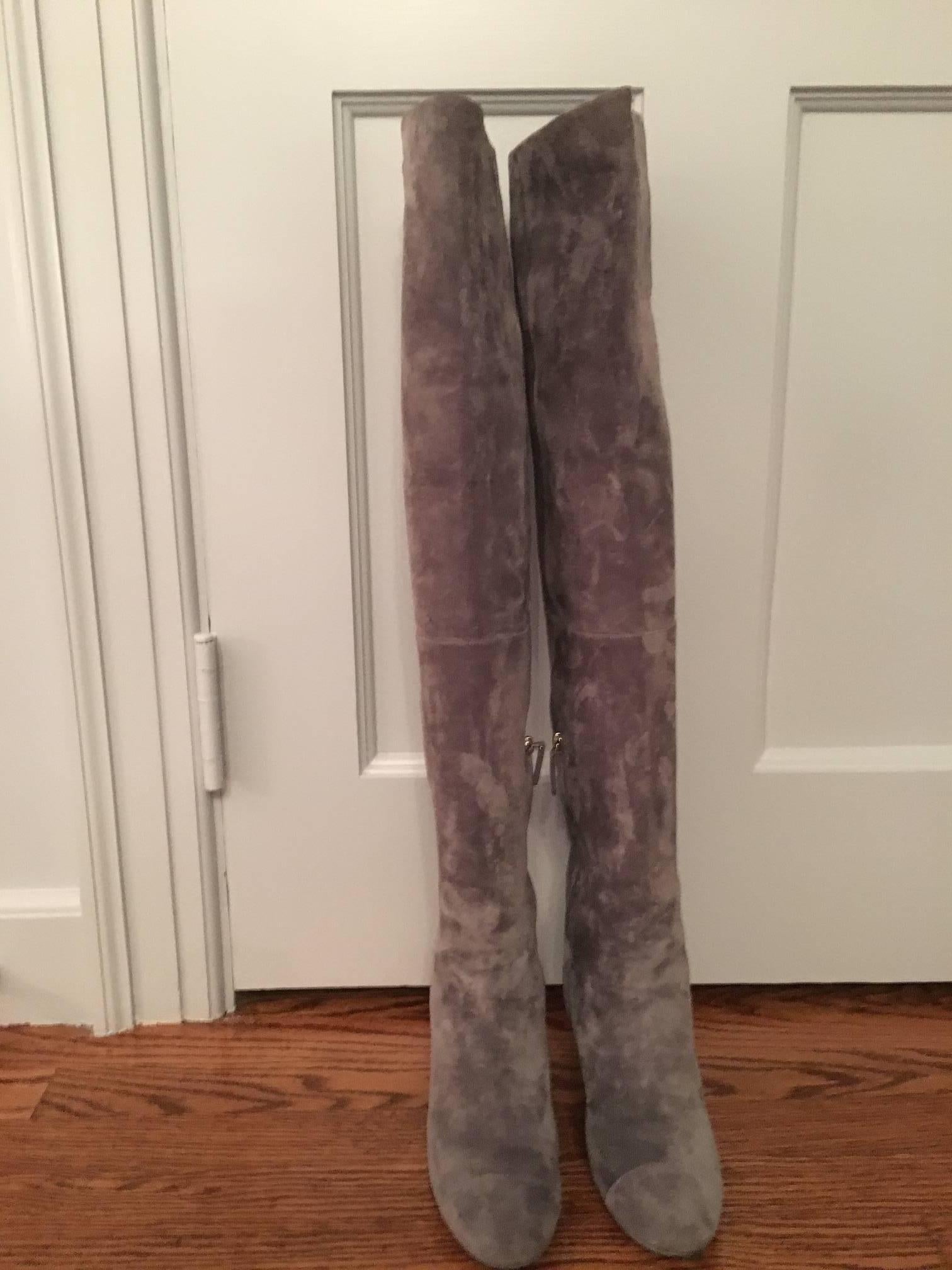 Women's Contemporary Chanel High Boots in Gray