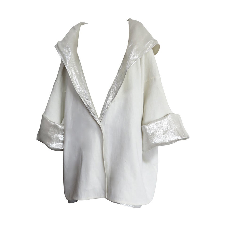 1980's ZORAN White/Silver hooded reversible jacket