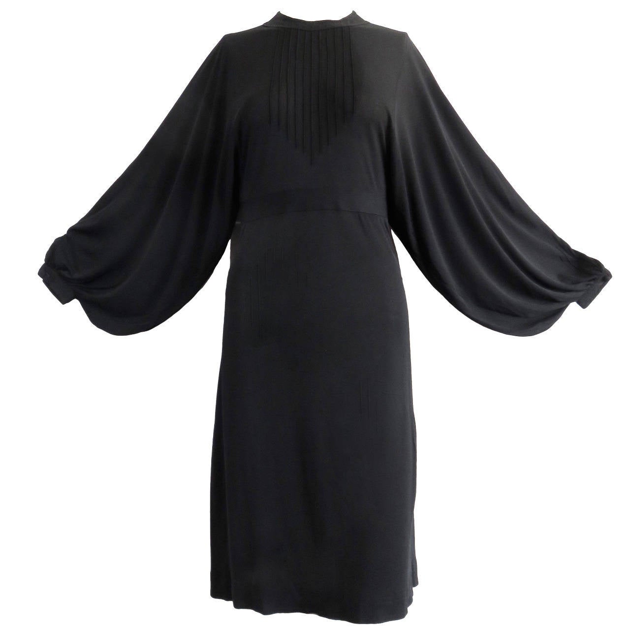 1970's JEAN MUIR Pin-tucked LBD dress For Sale