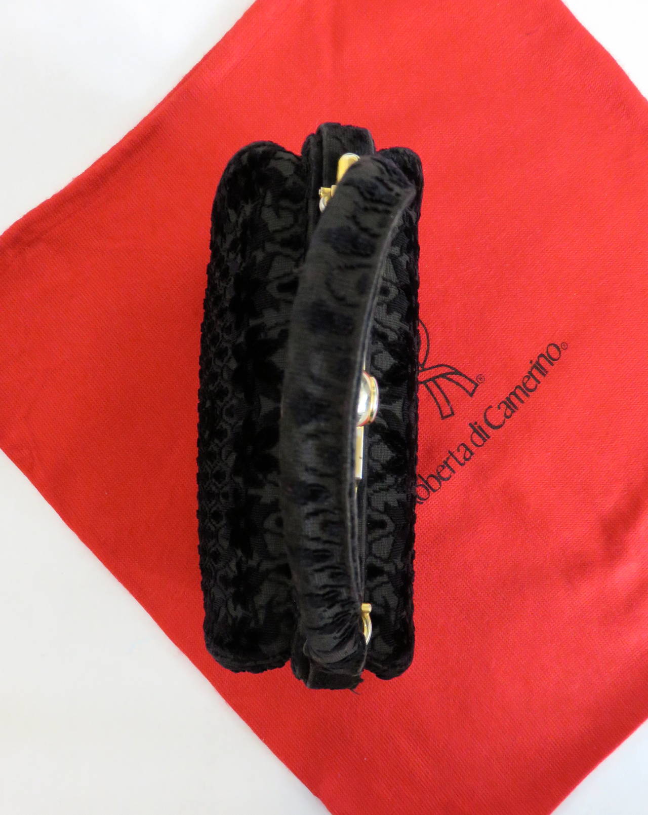 1970's ROBERTA DI CAMERINO Black cut velvet box purse For Sale 7