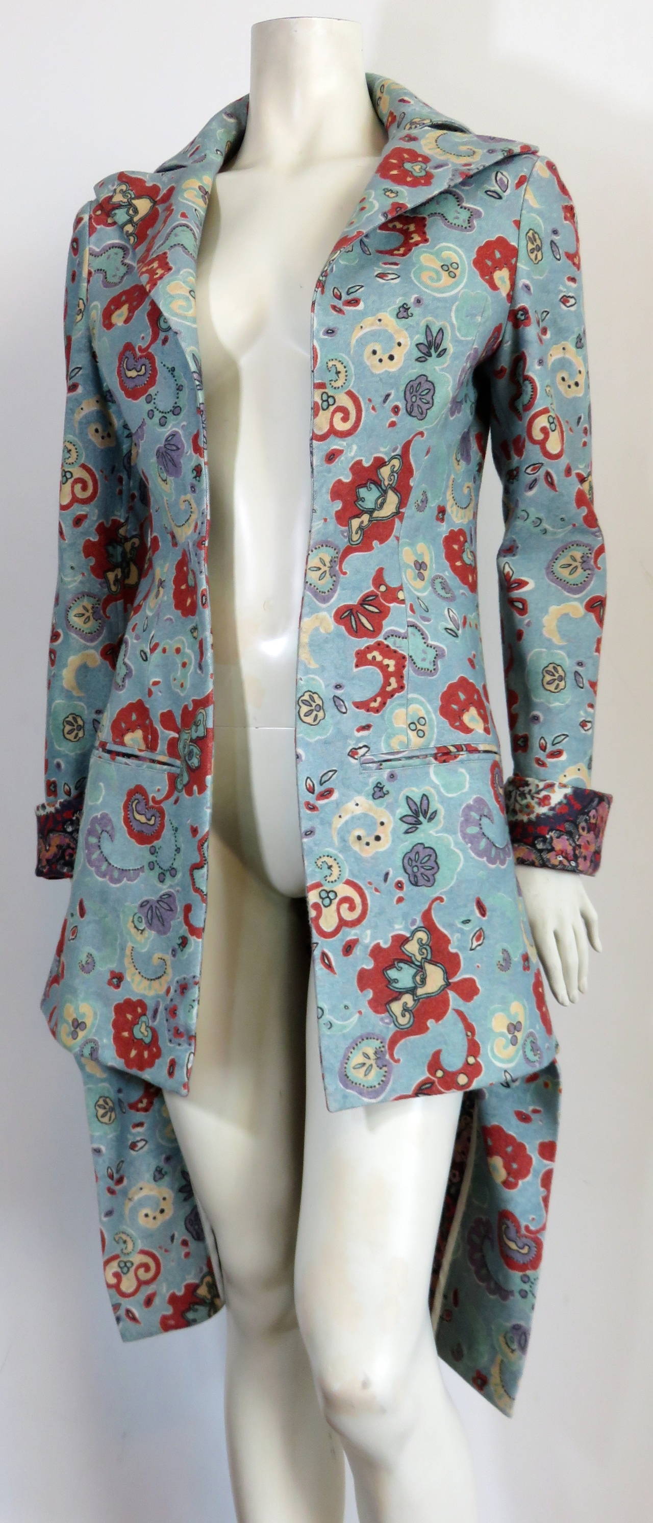 YOHJI YAMAMOTO Printed wool tail coat In Good Condition In Newport Beach, CA
