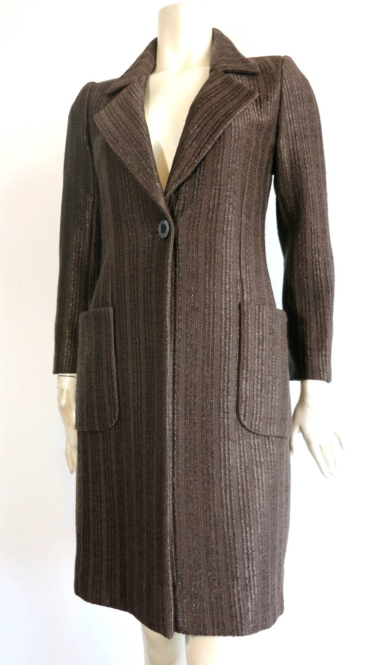 1990's YVES SAINT LAURENT YSL Raffia weave coat For Sale 2