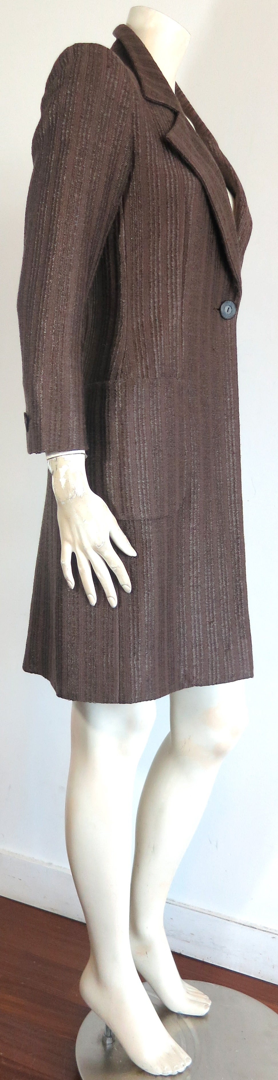 Black 1990's YVES SAINT LAURENT YSL Raffia weave coat For Sale
