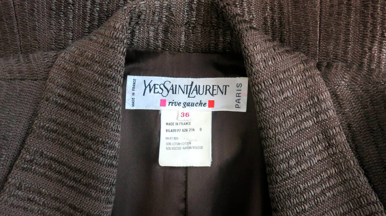 1990's YVES SAINT LAURENT YSL Raffia weave coat For Sale 3