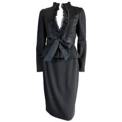 VALENTINO Ruffle detail skirt suit