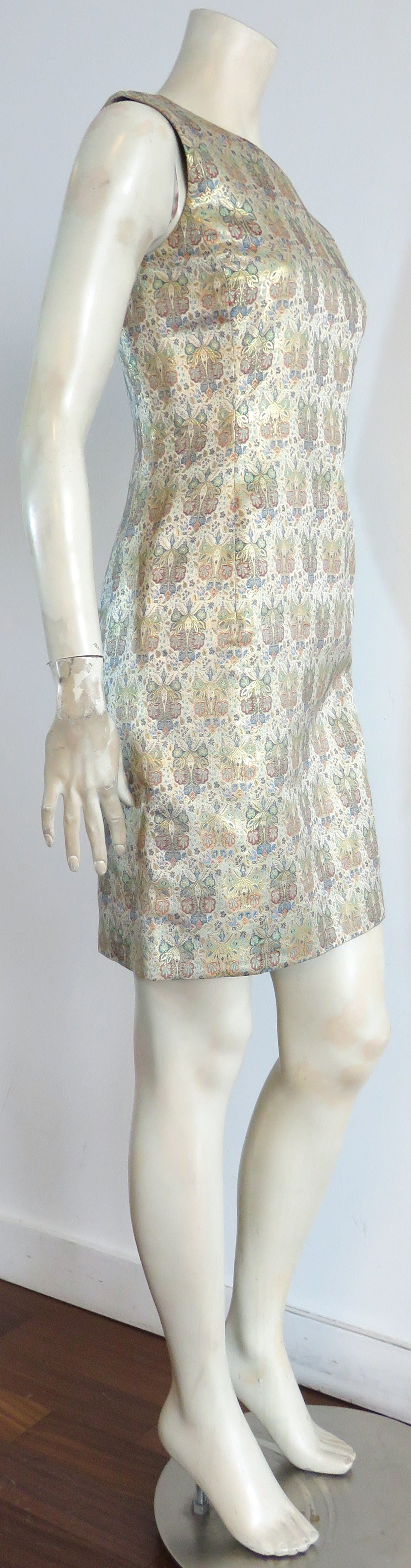 1990's OSCAR DE LA RENTA Silk brocade tapestry weave dress 1