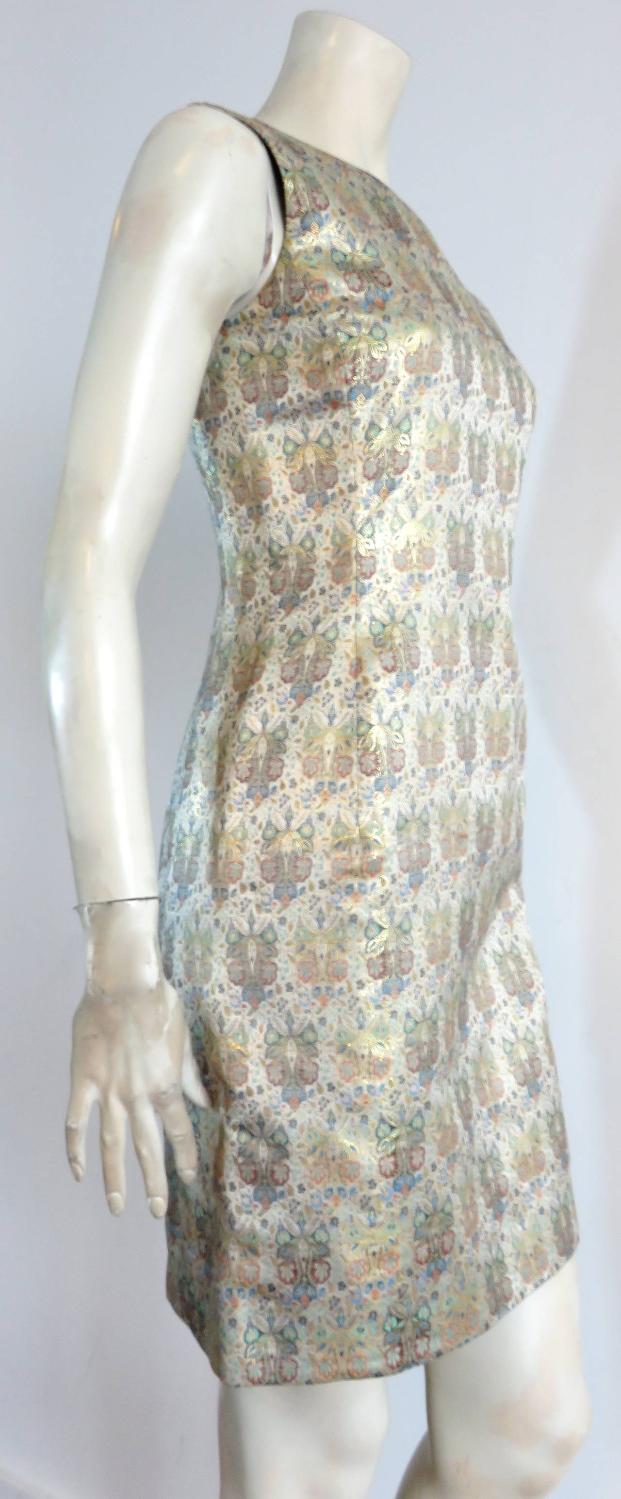 1990's OSCAR DE LA RENTA Silk brocade tapestry weave dress 2