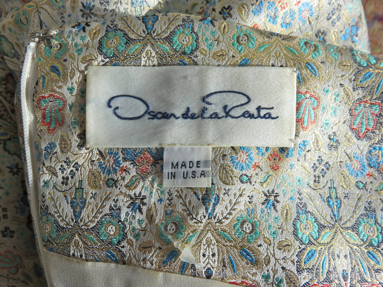 1990's OSCAR DE LA RENTA Silk brocade tapestry weave dress 6