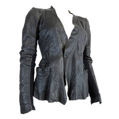 Early RICK OWENS Leather & rib knit jacket