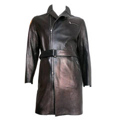 PRADA MILANO Men's Nappa leather biker trench coat