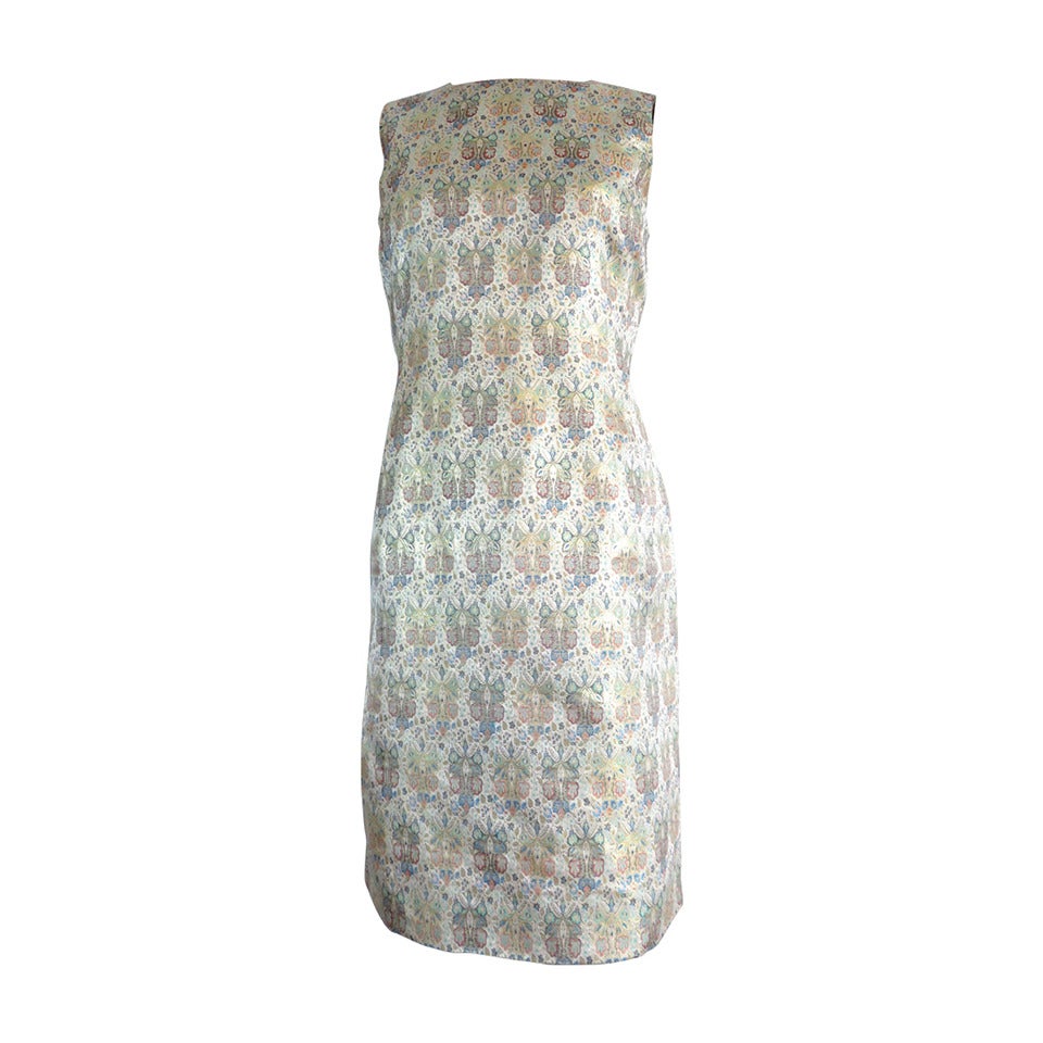 1990's OSCAR DE LA RENTA Silk brocade tapestry weave dress