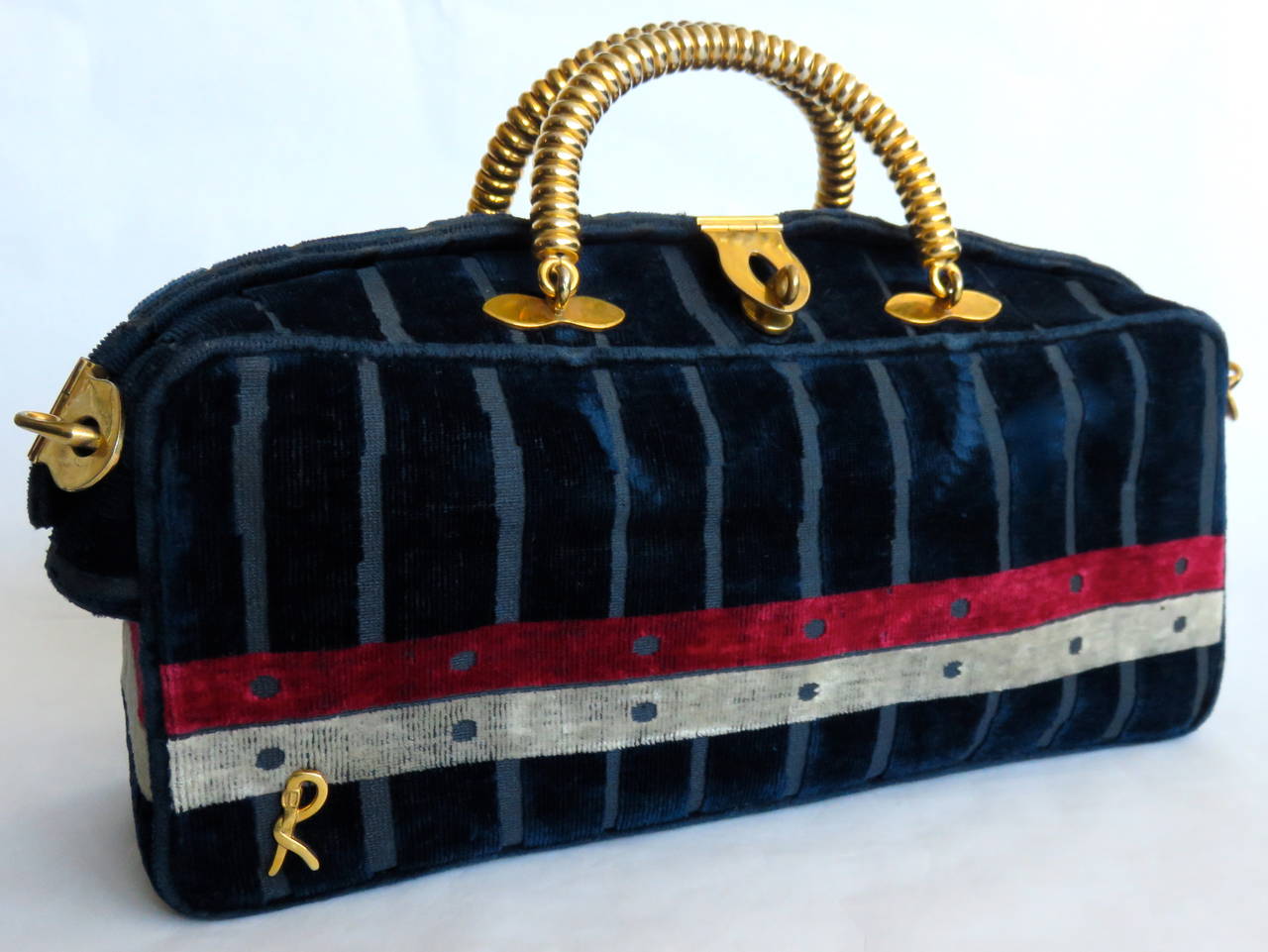 Women's 1960's ROBERTA DI CAMERINO Cut velvet long box handbag
