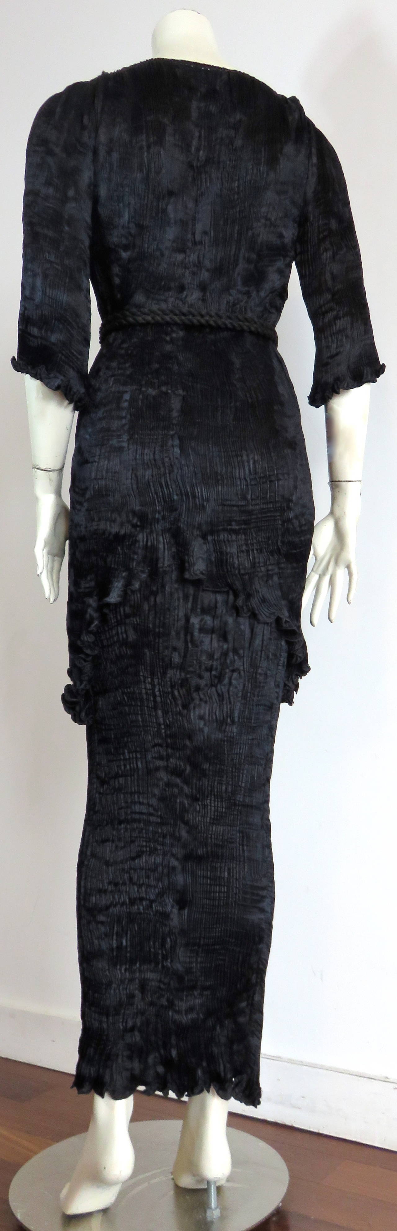 1980's PATRICIA LESTER Fortuny-pleated Peplos dress For Sale 1
