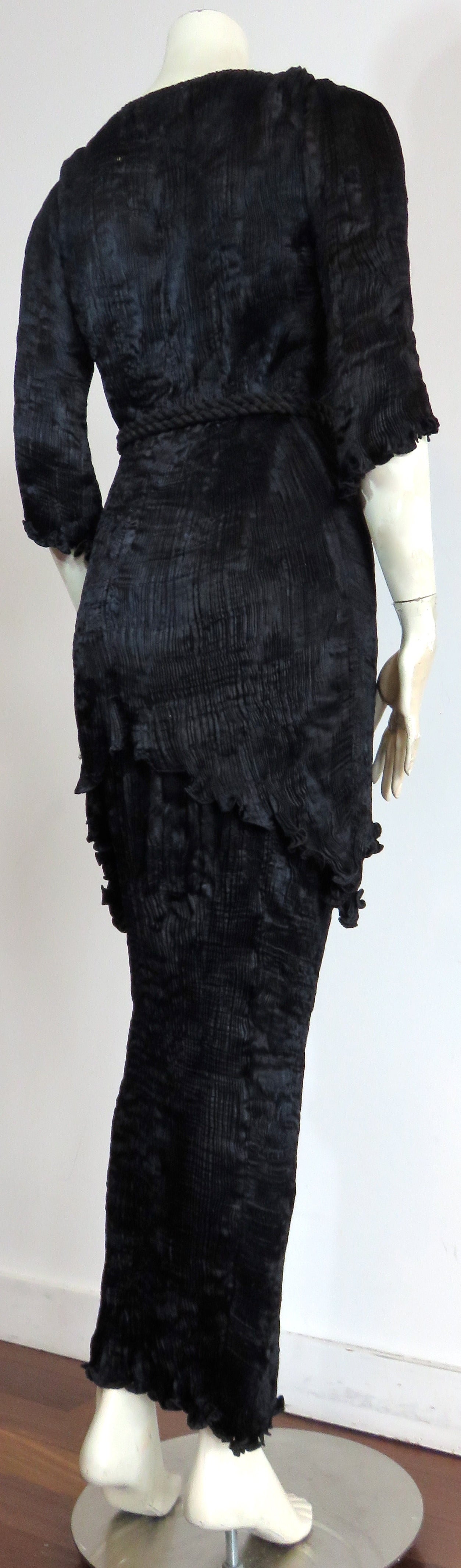 1980's PATRICIA LESTER Fortuny-pleated Peplos dress For Sale 3