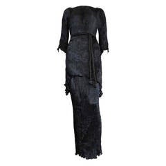 Vintage 1980's PATRICIA LESTER Fortuny-pleated Peplos dress