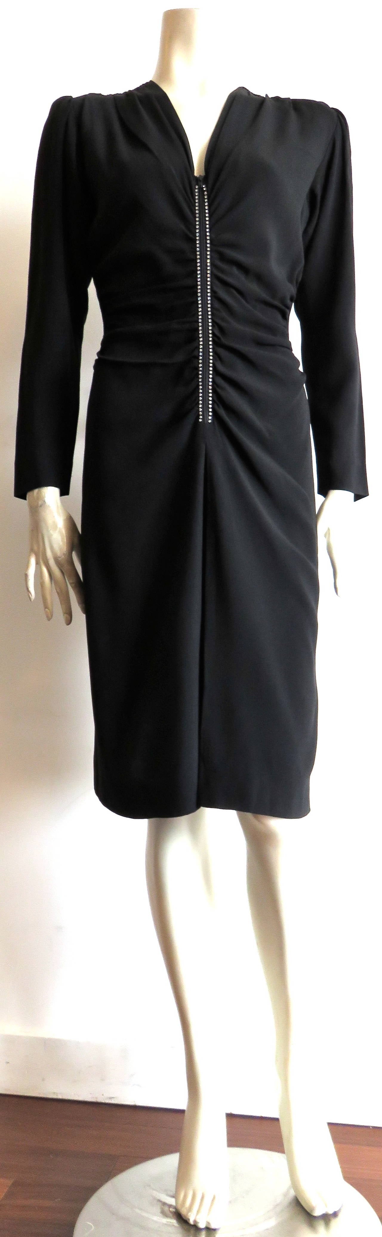 1970's YVES SAINT LAURENT 40's style cocktail dress YSL In Good Condition For Sale In Newport Beach, CA