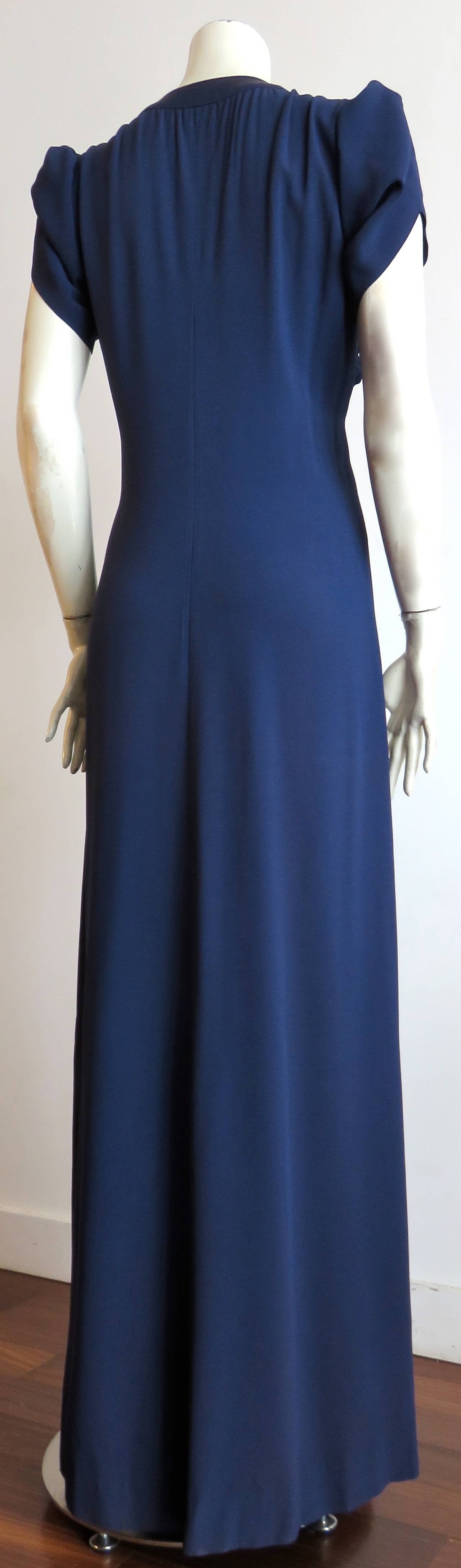 1983 YVES SAINT LAURENT 40's style blue crepe dress For Sale 1