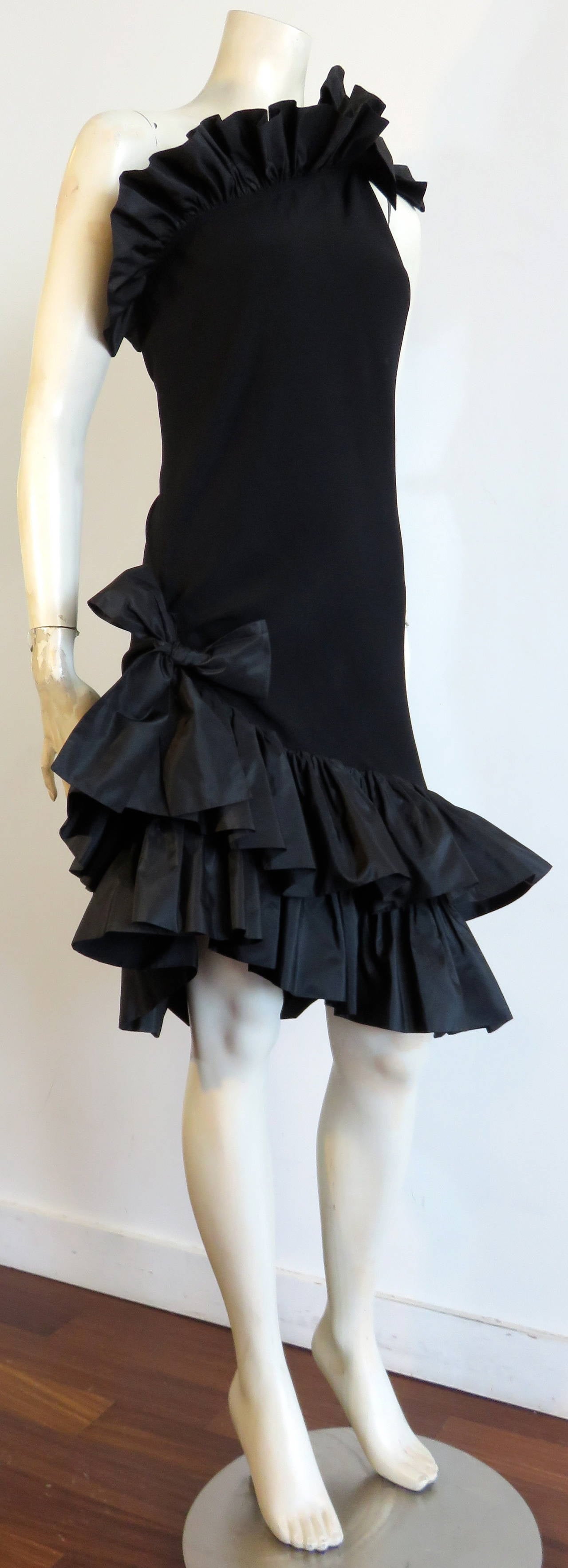 1980's YVES SAINT LAURENT YSL Paris ruffle dress For Sale 1