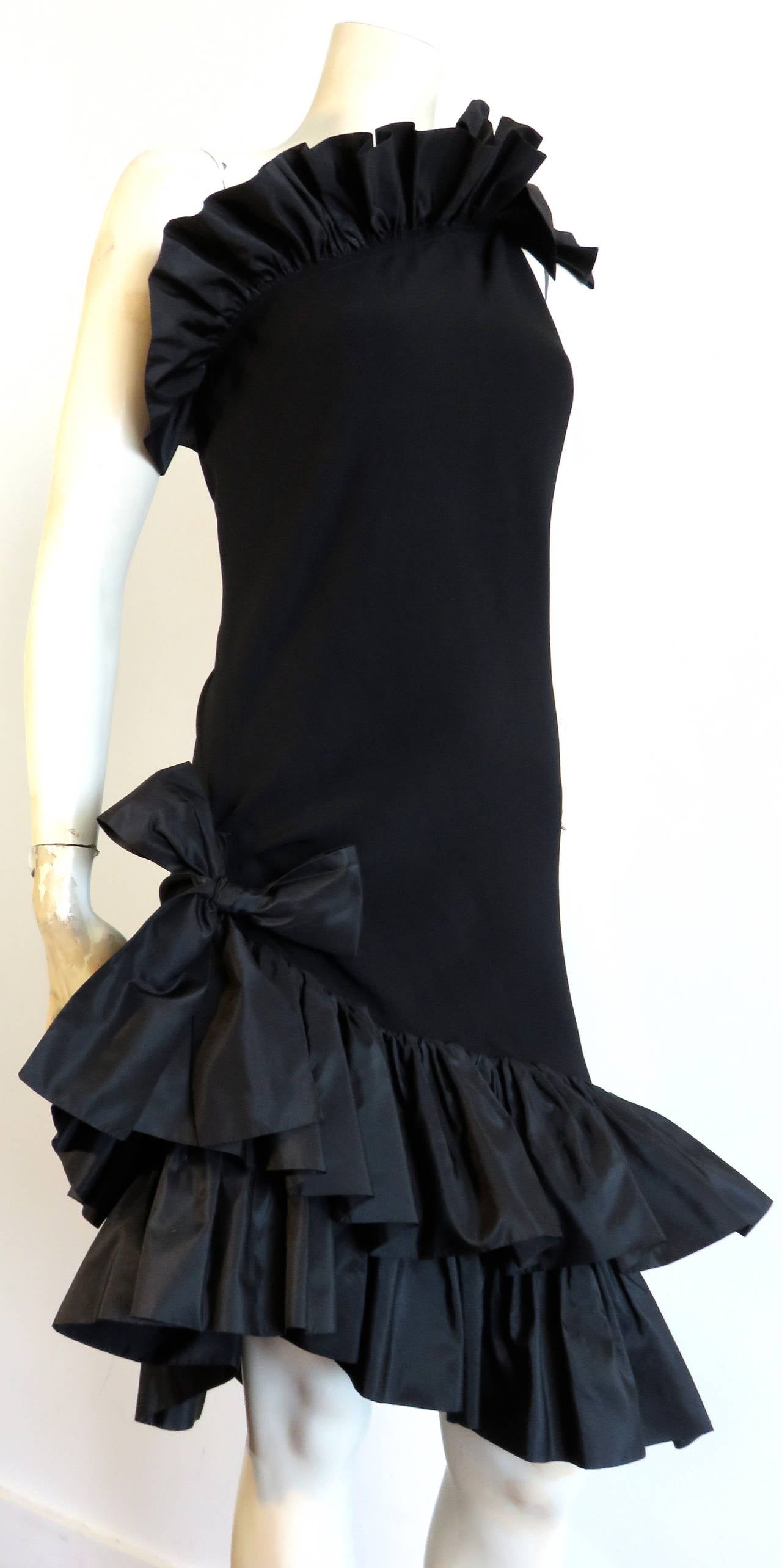 1980's YVES SAINT LAURENT YSL Paris ruffle dress For Sale 2