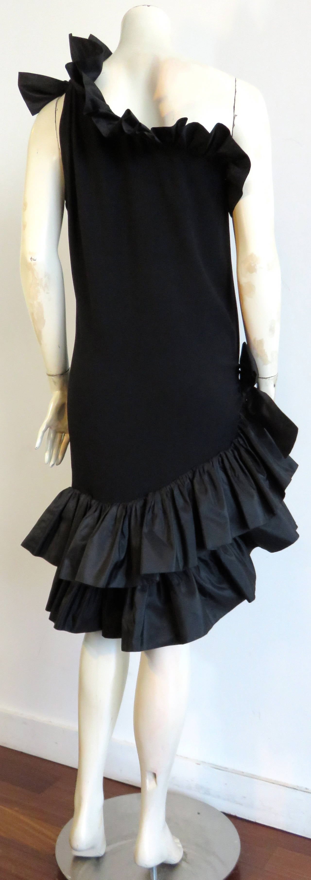 1980's YVES SAINT LAURENT YSL Paris ruffle dress For Sale 3