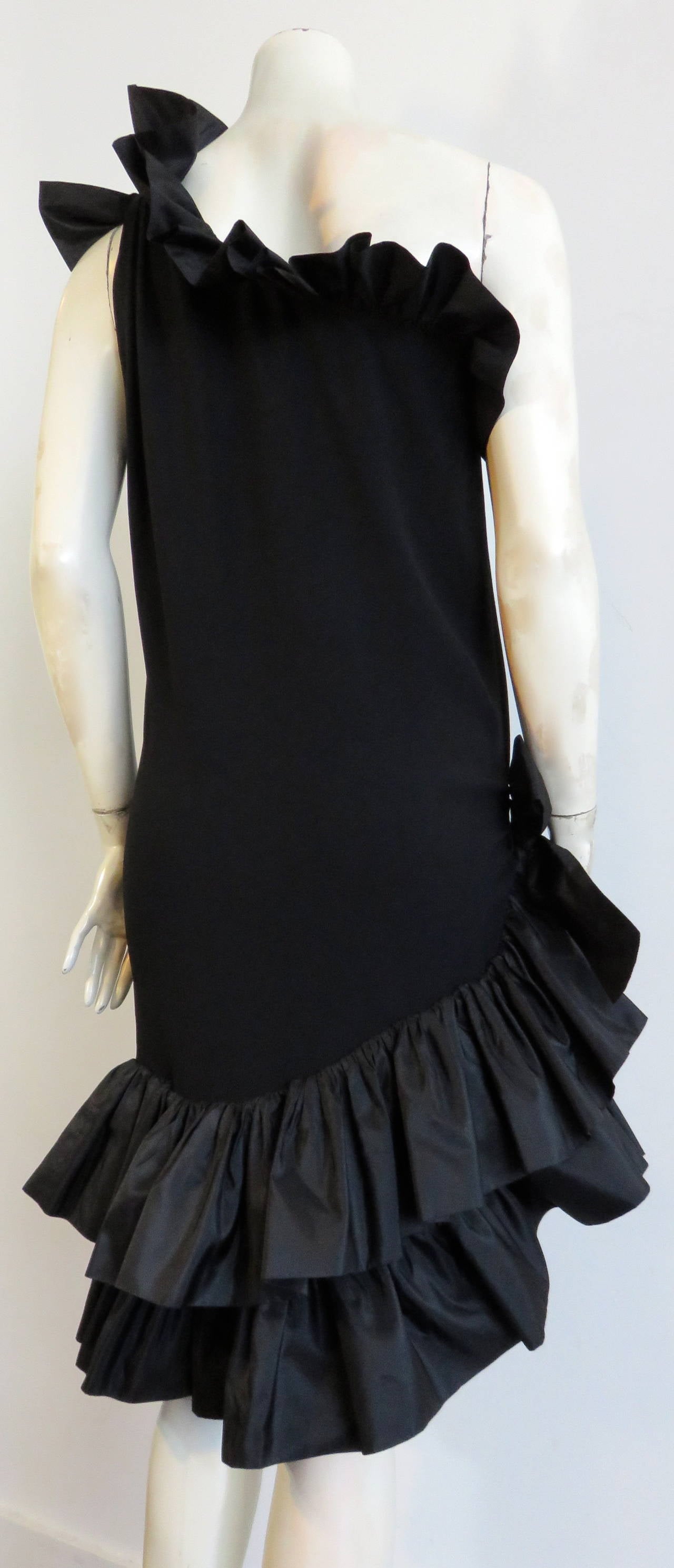 1980's YVES SAINT LAURENT YSL Paris ruffle dress For Sale 4