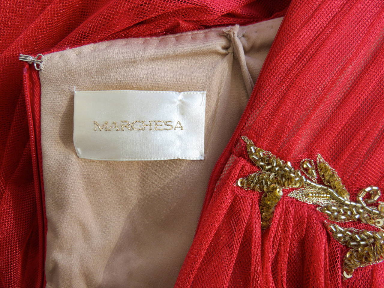 MARCHESA Scarlett & gold evening gown 5