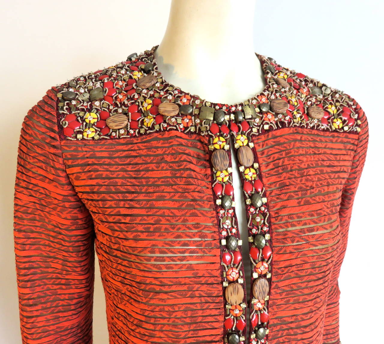 OSCAR DE LA RENTA Embellished silk coat